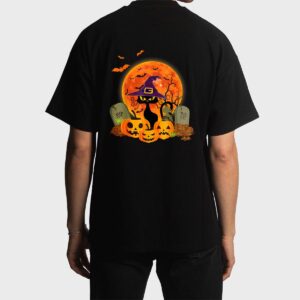 Halloween Scary Black Cat Funny Halloween Costume Men T-Shirt