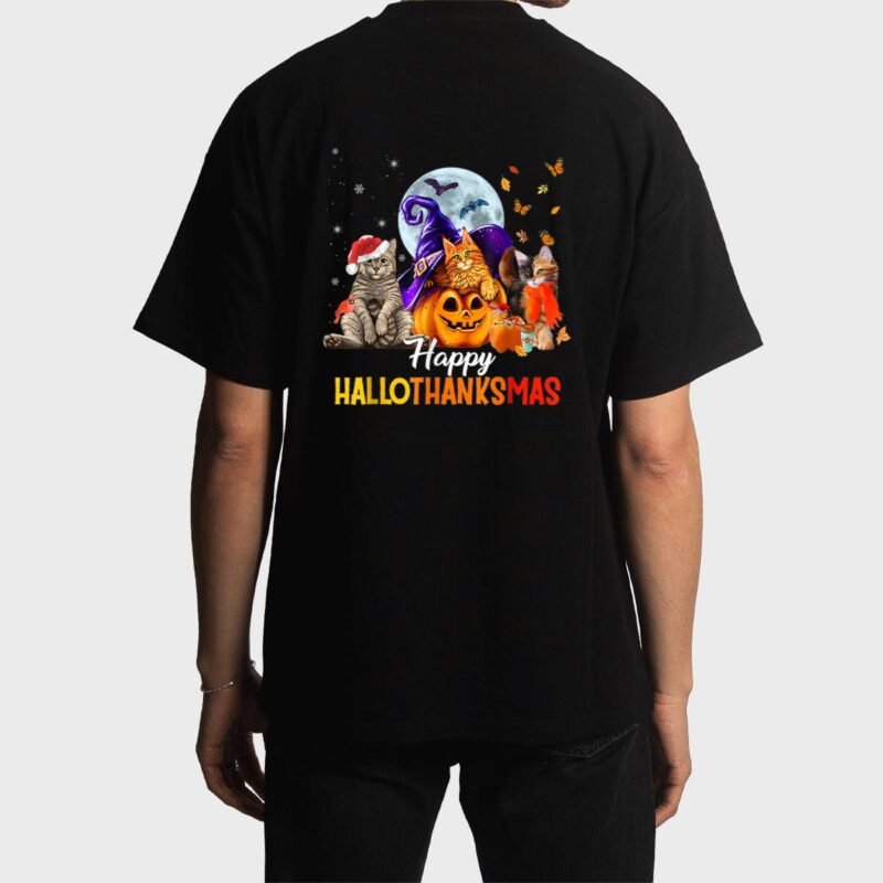 Happy-Thanksgiving Cat Happy-Hallothanksmas Cute-Cats Men T-Shirt