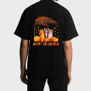 Happy Catsgiving Cute Thanksgiving Cat Lovers Cat Men T-Shirt