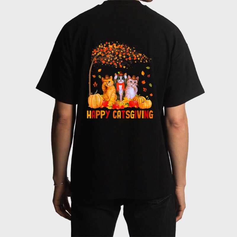 Happy Catsgiving Cute Thanksgiving Cat Lovers Cat Men T-Shirt