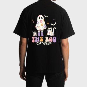 He Boo Crew Spooky Season Ghost Cat Halloween Groovy Retro Men T-Shirt