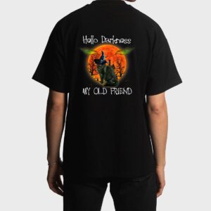 Hello Darkness My Old Friend Halloween Black Cat Men T-Shirt