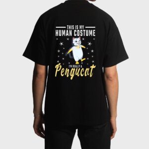 His Is My Human Costume I M Really A Pengucat Penguin Cat Men T-Shirt