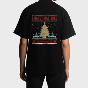 I Hate That Tree Funny Cats Christmas Tree Men T-Shirt