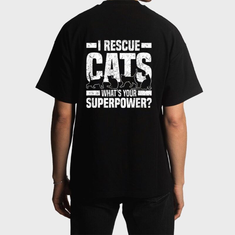I Rescue Cats What S Your Superpower USA Flag Rescue Cat Men T-Shirt