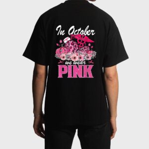 In October We Wear Pink Nurse Life Pumpkin Leopard Halloween Men T-Shirt