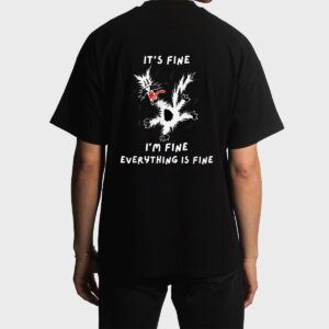 Its Fine I M Fine Funny Coffee Cute Sarcastic Black Cat Men T-Shirt