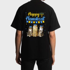 Jewish Hanukkah Cat Happy Hanukcat Christmas Sweater Cat Men T-Shirt