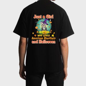 Just A Girl Who Loves American Shorthair Cat And Halloween Men T-Shirt