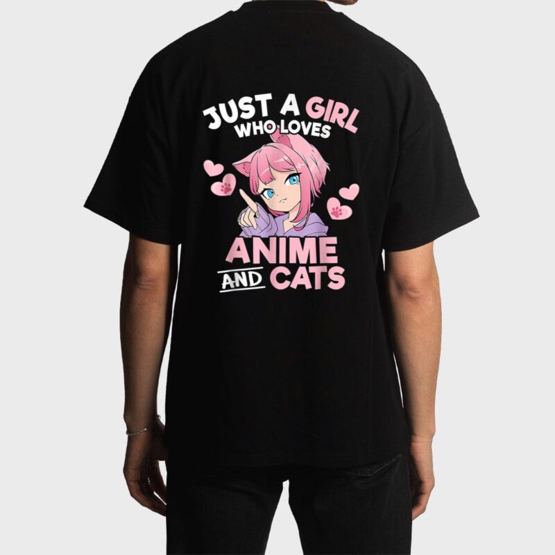 Just A Girl Who Loves Anime And Cats Cute Otaku Manga Men T-Shirt
