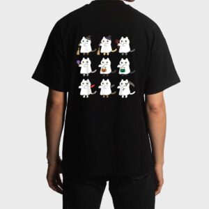 Kawaii Cat Ghosts Black Cat Halloween Cute Costume Spooky Men T-Shirt