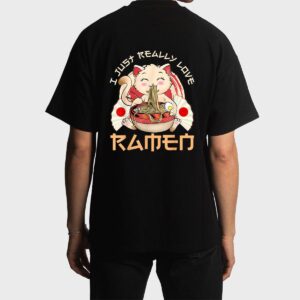 Kawaii Cat Ramen Japanese Black Anime Gift Men T-Shirt