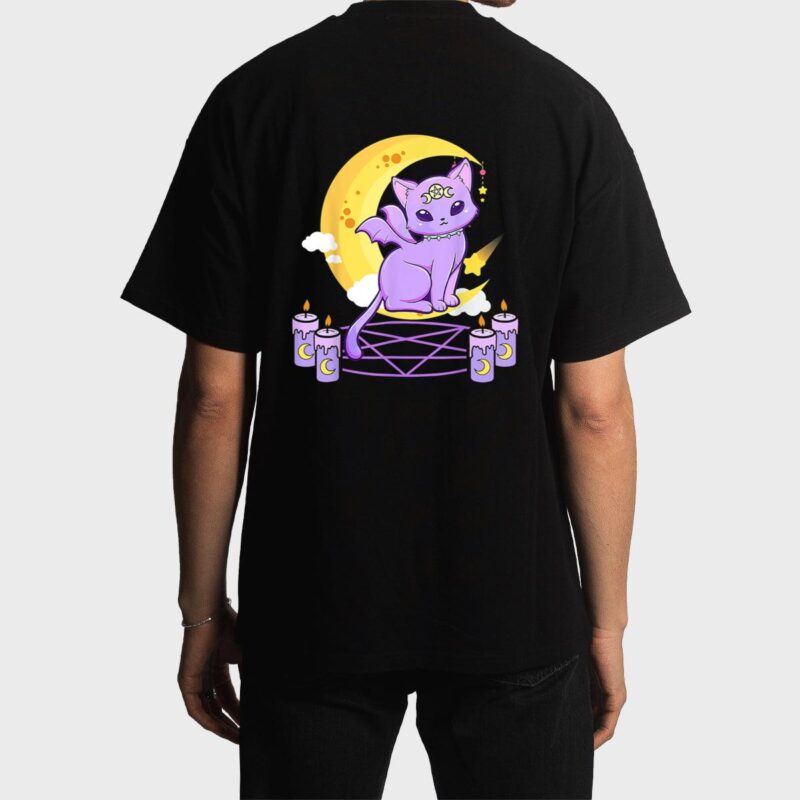 Kawaii Pastel Goth Cute Creepy Black Cat Pagan Kitty Occult Men T-Shirt