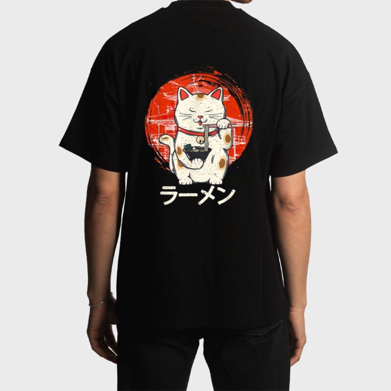 Kawaii Ramen Neko Retro Cat Japanese Noodle Anime Girls Teen Men T-Shirt