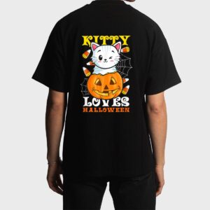 Kitty Loves Halloween Funny Scary And Spooky Halloween Cat Men T-Shirt