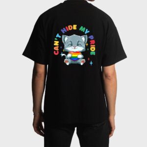 LGBQ Pride Rainbow Heart Cat Hugging LGBQ Heart Men T-Shirt