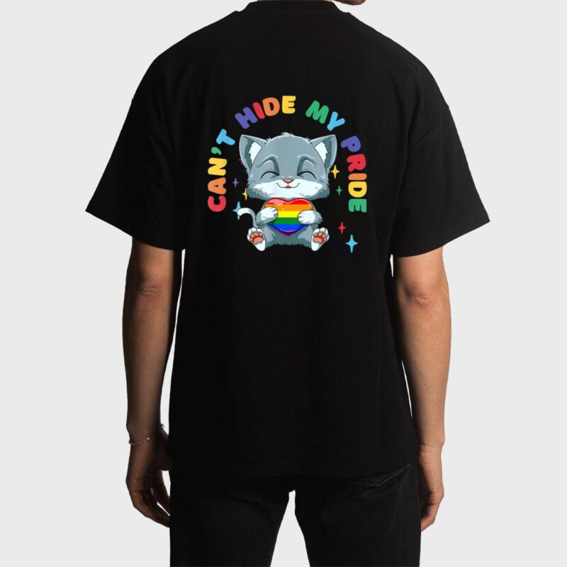 LGBQ Pride Rainbow Heart Cat Hugging LGBQ Heart Men T-Shirt