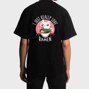 Love Ramen Japanese Noodles  Kawaii Anime Cat Gifts Men T-Shirt