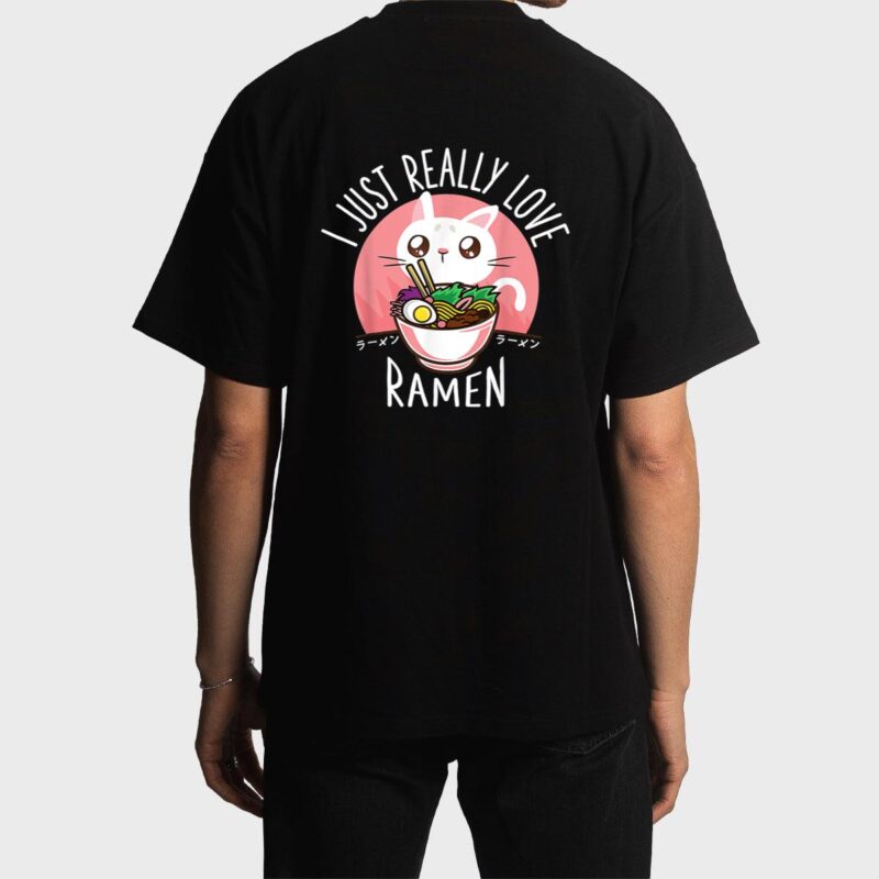 Love Ramen Japanese Noodles  Kawaii Anime Cat Gifts Men T-Shirt