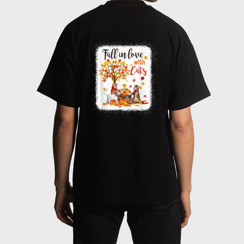 Maple Cat Leaf Fall Hello Autumn Bicycle Men T-Shirt