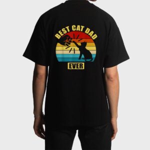 Mens Retro Vintage Best Cat Dad Ever Fist Bump Men T-Shirt