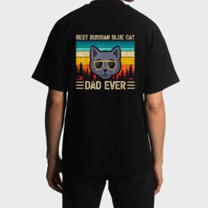 Mens Vintage Funny Best Russian Blue Cat Dad Ever Father's Day Men T-Shirt