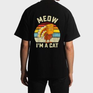 Meow I'm Cat Thanksgiving Cat Funny Turkey Fake Cat Retro Men T-Shirt