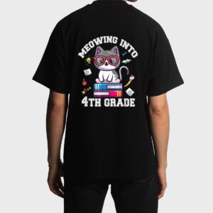 Meowing Into 4H Grade Funny Back O School Cat Lovers Men T-Shirt