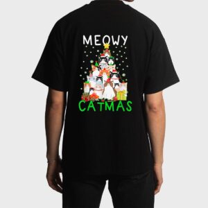 Meowy Catmas Cat Christmas Tree Xmas Men T-Shirt