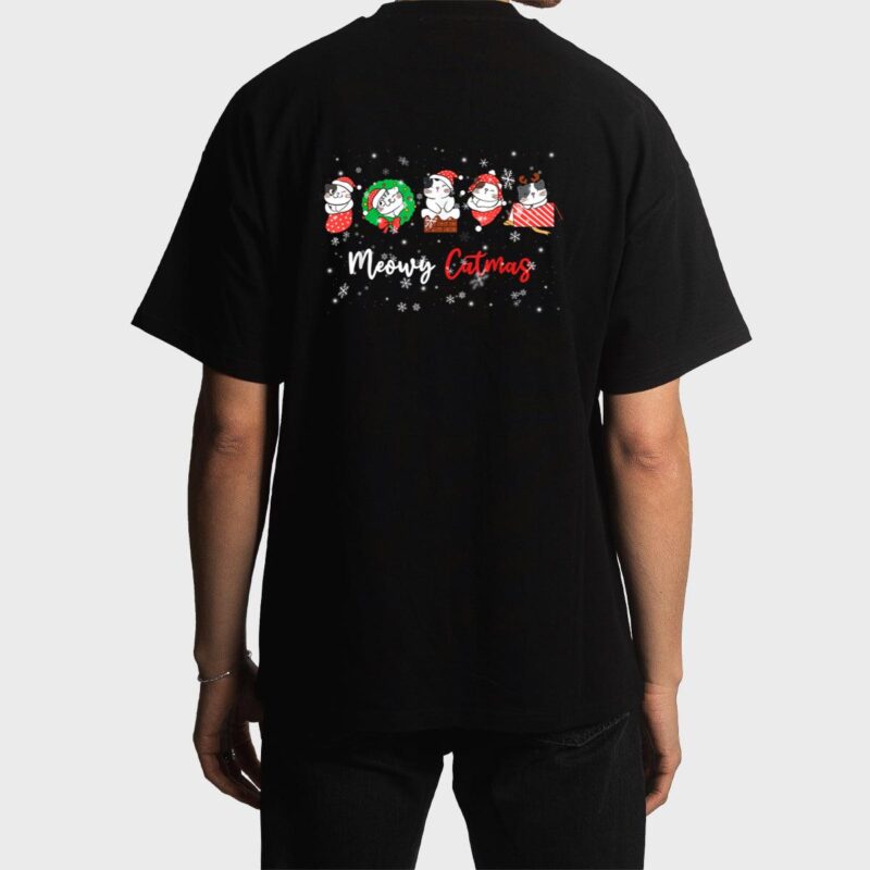 Meowy Catmas Funny Christmas Cat Kitten Lover Kids Mom Dad Men T-Shirt