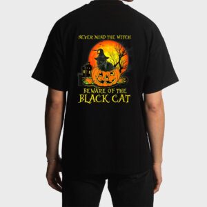 Never Mind A Witch Beware Of He Black Cat Halloween Men T-Shirt