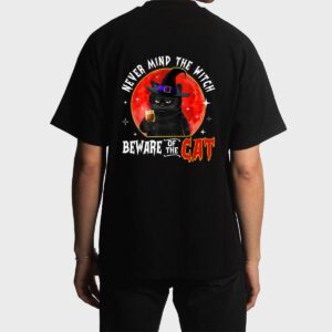 Never Mind The Witch Beware Of The Cat Halloween Men T-Shirt