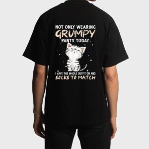 Not Only Wearing Grumpy Pants Oday Sock O Match Cute Cat Men T-Shirt