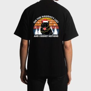 On The Naughty List And I Regret Nothing Christmas Black Cat Men T-Shirt