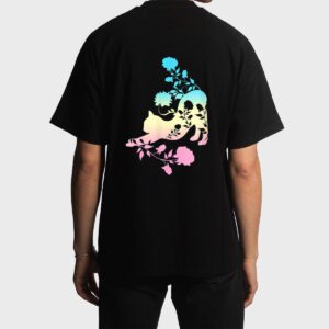 Pastel Stretching Cat With Roses Kitten Men T-Shirt