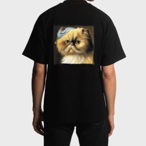 Persian cat with a pear earring, classical art parody feline Premium Men T-Shirt