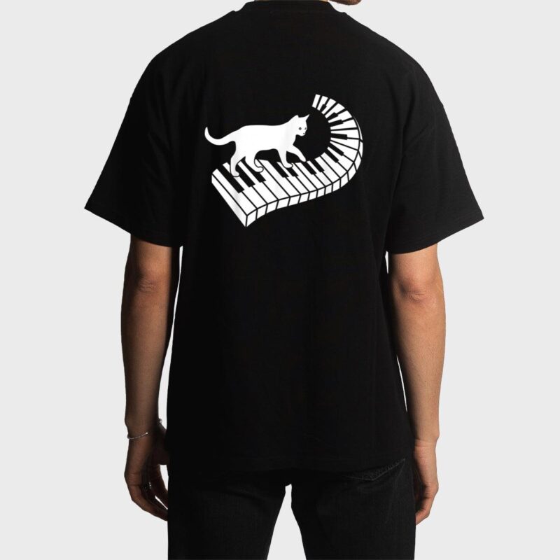 Piano Cat Funny Piano Player Musician Keyboard Pianist Cat Men T-Shirt