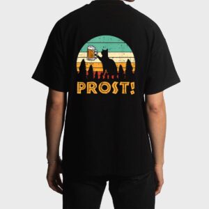 Prost Cat Silhouette Retro Bavarian Oktoberfest Men T-Shirt