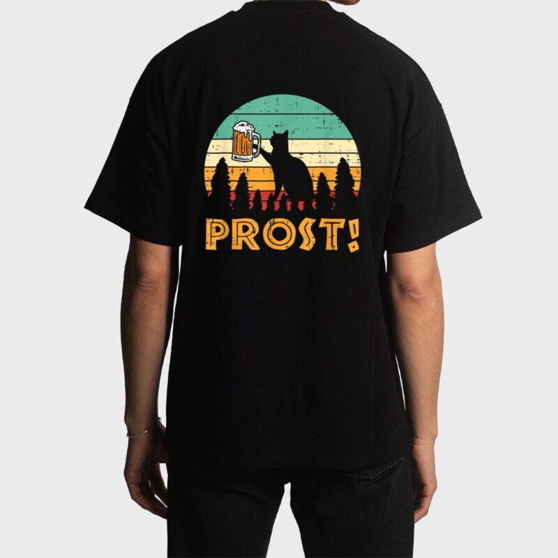 Prost Cat Silhouette Retro Bavarian Oktoberfest Men T-Shirt