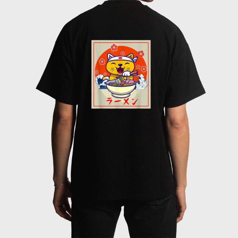 Ramen Cute Cat Kawaii Anime Japanese Food Neko Teens Girls Men T-Shirt