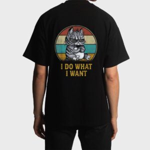 Retro 80s 90s Cat Lovers Boys Men Funny I Do What I Want Cat Men T-Shirt