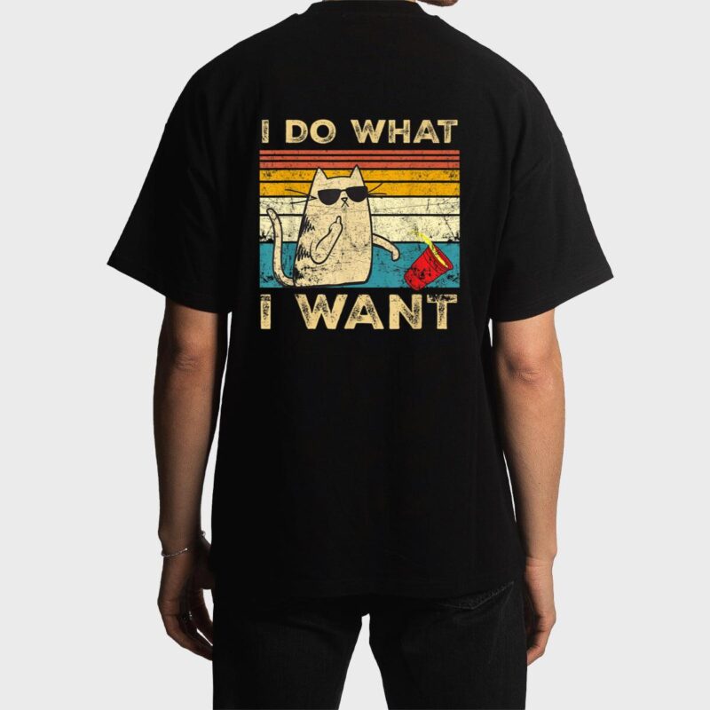 Retro 80s 90s Cat Lovers gifts Funny I Do What I Want Cat Men T-Shirt