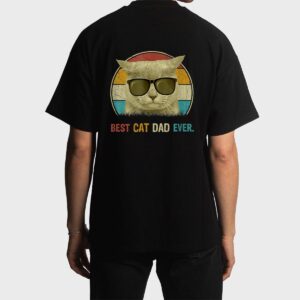 Retro Cat Best Cat Dad Ever Cat Funny Cat Daddy Cat Lover Men T-Shirt