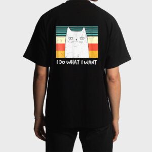 Retro Meow Cat I Do What I Want Funny Black Cat Lovers Men T-Shirt