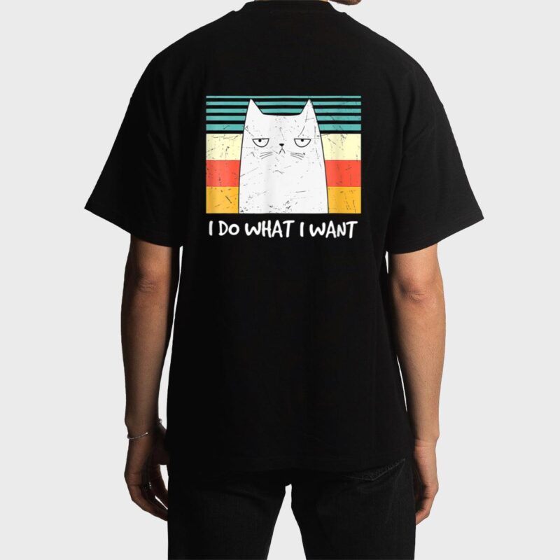 Retro Meow Cat I Do What I Want Funny Black Cat Lovers Men T-Shirt