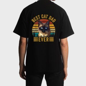 Retro Vintage Best Cat Dad Ever Fathers Day Siamese Cat Men T-Shirt