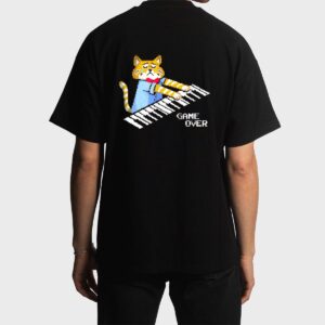 Sad Cat playing keyboard Game Over Men T-Shirt