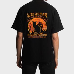 Salem Black Cat Halloween-Shirt Kids Girls Kitten Lover Gift Men T-Shirt