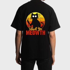 Shut Your Meowth Gory Halloween Cat With Knife Murderous Men T-Shirt