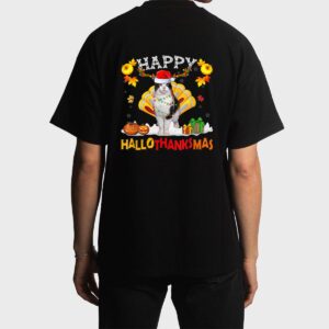 Siamese Cat Halloween Hanksgiving Christmas Hallothanksmas Men T-Shirt
